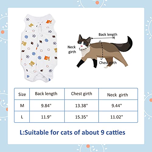 HACRAHO Traje de Recuperación de Gato, 1 Paquete de Ropa de Recuperación Quirúrgica para Mascotas de Fútbol, Camiseta Protectora Transpirable para Perros Y Gatos, Circunferencia del Pecho 15.35"