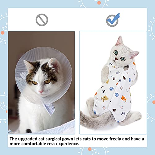 HACRAHO Traje de Recuperación de Gato, 1 Paquete de Ropa de Recuperación Quirúrgica para Mascotas de Fútbol, Camiseta Protectora Transpirable para Perros Y Gatos, Circunferencia del Pecho 15.35"