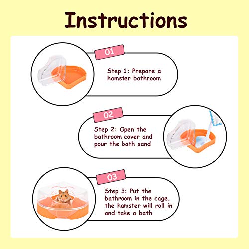 Hamster Sand Baño Plástico Pequeño Contenedor de baño de Arena para Mascotas Hamster Sandbox Sauna Habitación WC Bañera con Cuchara para Chinchilla Golden Bears