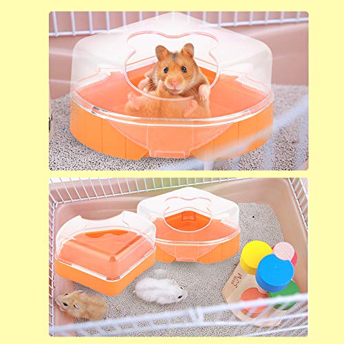 Hamster Sand Baño Plástico Pequeño Contenedor de baño de Arena para Mascotas Hamster Sandbox Sauna Habitación WC Bañera con Cuchara para Chinchilla Golden Bears