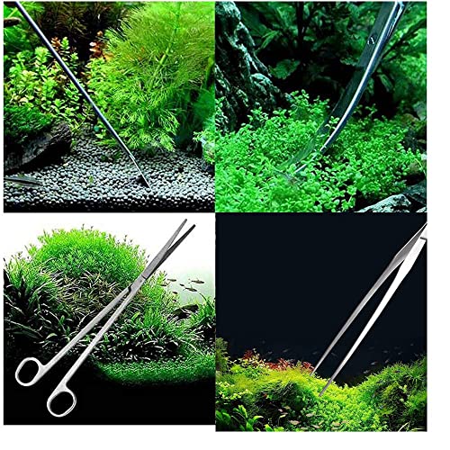 Herramientas de Acuario,5 en 1 Acero Inoxidable Acuario Mantenimiento Kit Herramientas Planta Acuática Accesorios Pinzas Tijeras Acuario Juego de Herramientas,para Acuario Plantas