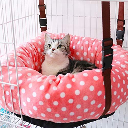 HONGFEISHANGMAO Camas para Mascotas Gato Hamaca for Cage, Suave Cama del Animal doméstico Ajustable Correa extraíble Cat Litter de colgado oscilación Siesta Hamaca Hamaca (Color : Pink)
