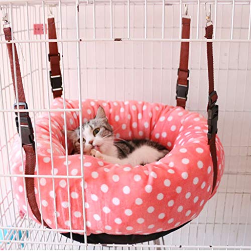 HONGFEISHANGMAO Camas para Mascotas Gato Hamaca for Cage, Suave Cama del Animal doméstico Ajustable Correa extraíble Cat Litter de colgado oscilación Siesta Hamaca Hamaca (Color : Pink)