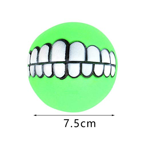HUANG Bola de Dientes de 3 Piezas para Perro, Mascota, Entrenamiento, Masticar, Jugar, Buscar, morder, patrón de Sonrisa, Sonido chirriante, Juguetes interactivos (Color Aleatorio)