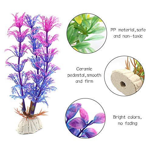 Huayue 15pcs Planta Artificial Plástico Decoración Pecera, Planta Acuario Plantas Plásticas para Acuarios Decoraciones Plásticas del Tanque de Peces, Planta de Simulación Viva Acuario Paisaje (5-14cm)