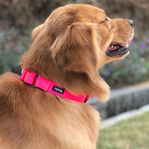 Hyhug Premium actualizado Cuello de Perro Martingale antivaho de Nylon Resistente para Perros Grandes, pequeños, medianos, pequeños y pequeños (Grande L, Rosa Caliente)
