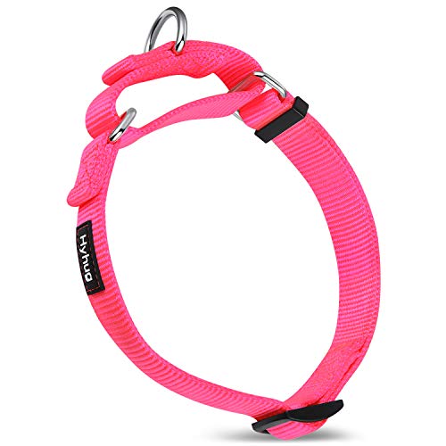 Hyhug Premium actualizado Cuello de Perro Martingale antivaho de Nylon Resistente para Perros Grandes, pequeños, medianos, pequeños y pequeños (Grande L, Rosa Caliente)
