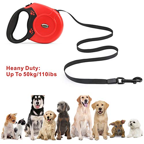 Idepet Correa retráctil para Perros de Alta Resistencia para Perros Pequeños y medianos, diseño de Cadena de Acero Anti-masticación, 360 ° sin enredos, Sistema de Bloqueo