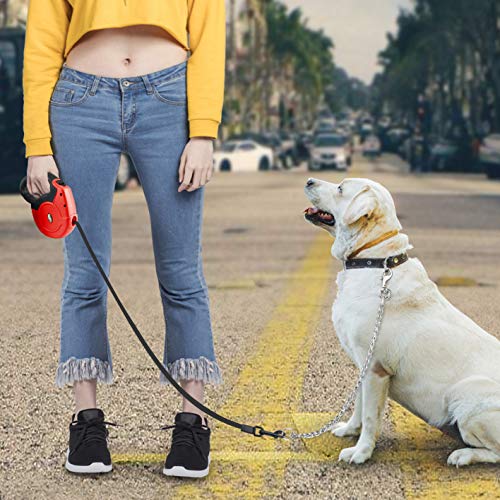 Idepet Correa retráctil para Perros de Alta Resistencia para Perros Pequeños y medianos, diseño de Cadena de Acero Anti-masticación, 360 ° sin enredos, Sistema de Bloqueo