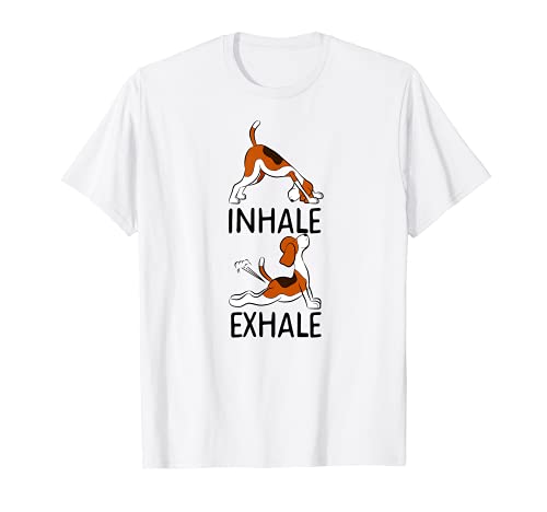 INHALE EXHALE BEAGLE PERRO Yoga Divertido Pedos Broma Meme Camiseta