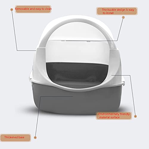 Inodoro para mascotas Suministros for mascotas Caja de arena de gato Caja completamente cerrada Desodorante Salpicaduras a prueba de cato Aseo grande en forma de arco bandeja de gato fácil de limpiar