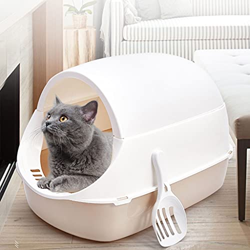 Inodoro para mascotas Suministros for mascotas Caja de arena de gato Caja completamente cerrada Desodorante Salpicaduras a prueba de cato Aseo grande en forma de arco bandeja de gato fácil de limpiar
