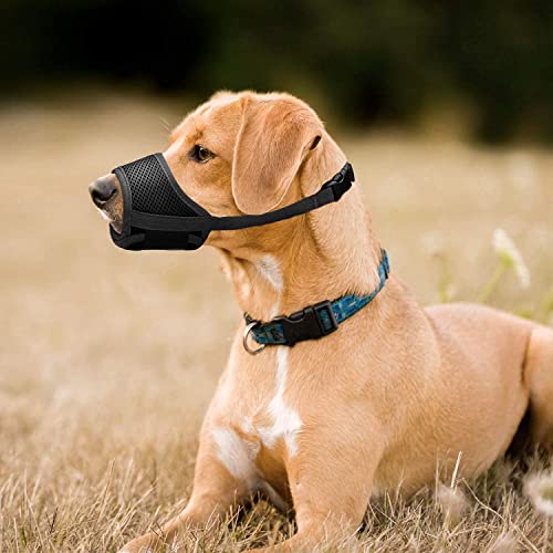 IREENUO Bozales para Perros con Lazo Ajustable Tela Suave de Malla Transpirable Prevenir para Morder, Ladrar y Comer