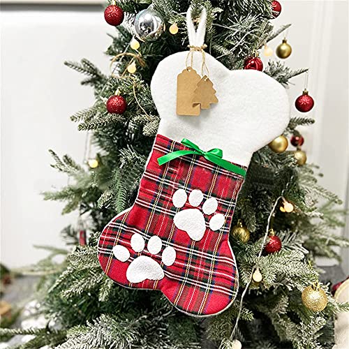 JSONA Medias navideñas para Perros, 4 Piezas, Medias navideñas, Medias de Hueso para Decoraciones navideñas para casetas de Perros (Rojo)