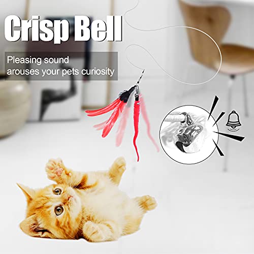 Juguete Interactivo con Plumas para Gatos, 6 Pcs Juguete de Plumas de Gato, Incluye 1 Varillas con 5 Juguete Interactivo Recargas