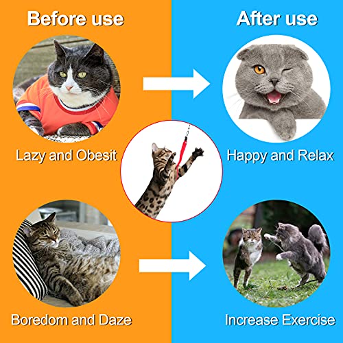 Juguete Interactivo con Plumas para Gatos, 6 Pcs Juguete de Plumas de Gato, Incluye 1 Varillas con 5 Juguete Interactivo Recargas