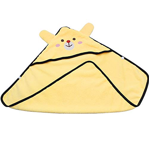 JUN-H Mikrofaser Hundehandtuch, Schnell Trocknend Haustierhandtuch mit Hut und Taste, Super Saugfähig Haustier Bademäntel, für Kleine, Mittlere Hunde Katze, Maschinenwaschbar, Gelb, M (45 x 45 cm)