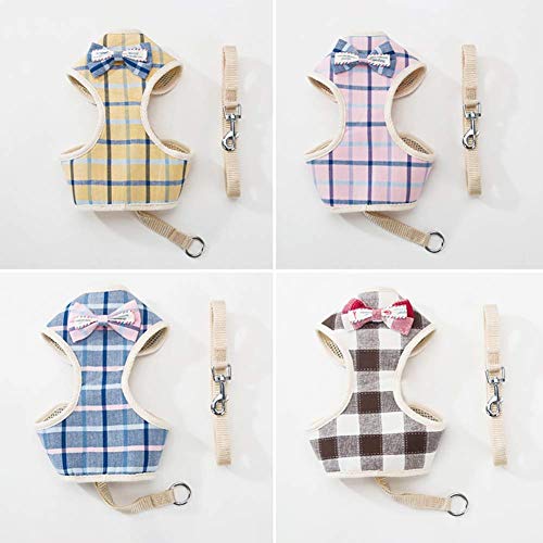 KDKDA Gato arnés Correa Cachorro Collar de Perro Ropa Chaleco Gatito Suministro de Mascotas al Aire Libre Conjunto de arnés a Cuadros y Correa (Color : C, Size : S)