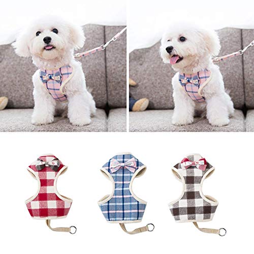KDKDA Gato arnés Correa Cachorro Collar de Perro Ropa Chaleco Gatito Suministro de Mascotas al Aire Libre Conjunto de arnés a Cuadros y Correa (Color : C, Size : S)