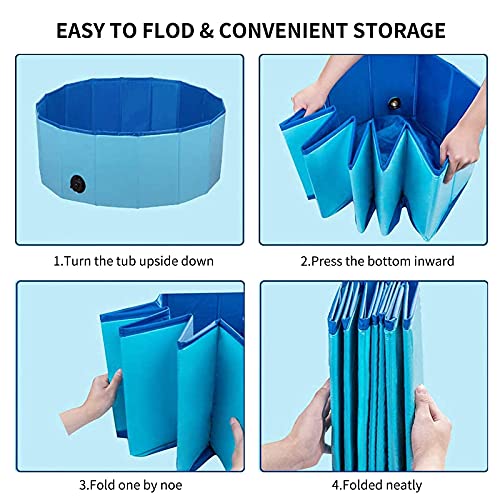 KELIVOL - Suministros para mascotas plegables de plástico para mascotas, mini piscina plegable para perros, gatos, bañera, piscina para niños, piscina de plástico duro para niños y mascotas