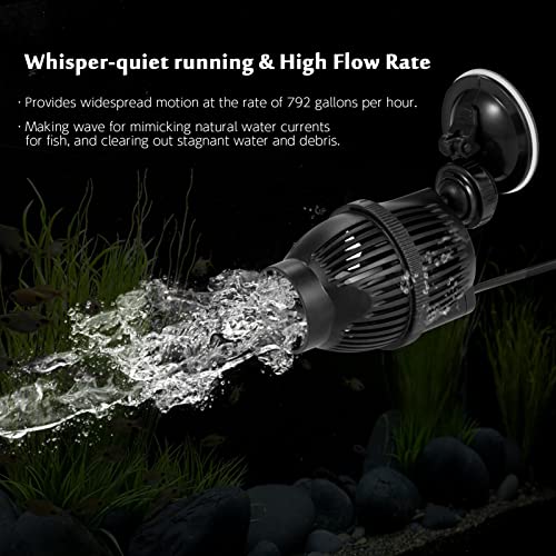 Lechnical 792GPH Sumergible Acuario Wave Maker Susurro silencioso Pecera Powerhead Bomba de Onda con Ventosa para Acuario de Agua Dulce