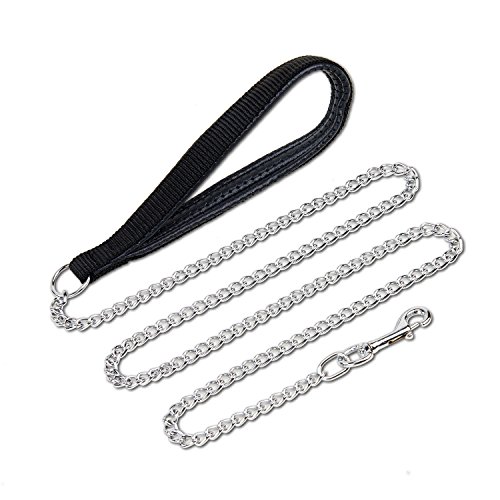 Louvra Correas Perro Cadena Hierro Nylon Cuerda de Tracción, Color Negro