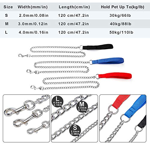 Louvra Correas Perro Cadena Hierro Nylon Cuerda de Tracción, Color Negro