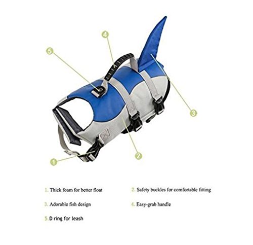 LYYS Cosplay - Chaleco salvavidas profesional para mascotas, para natación, entrenamiento, con mango de Asistencia, sirena y tiburón