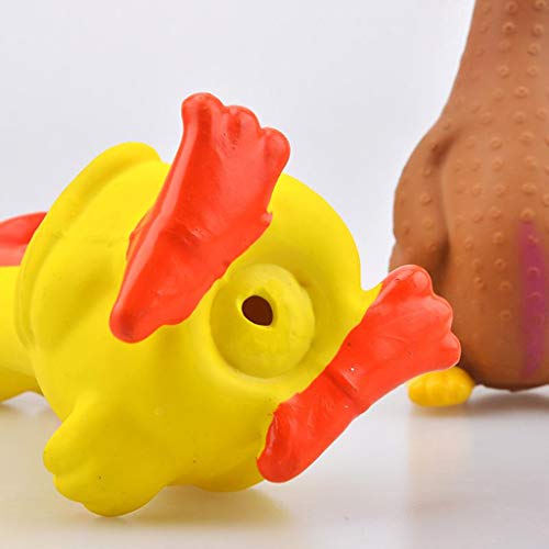 MagiDeal Juguete de Goma de Pollo, Juguete novedoso de Broma chillido de Goma Pato de Pollo chirriante Juguete de Perro chirriante Juguete de mordedura de - Amarillo 19x7cm