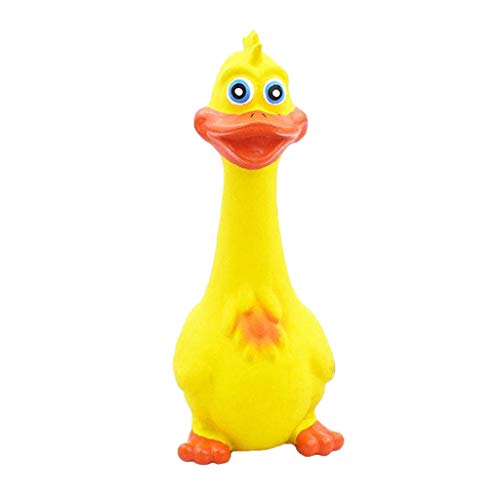 MagiDeal Juguete de Goma de Pollo, Juguete novedoso de Broma chillido de Goma Pato de Pollo chirriante Juguete de Perro chirriante Juguete de mordedura de - Amarillo 19x7cm