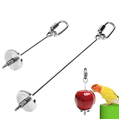 MEEQIAO 2 Piezas Pincho para Frutas y Verduras de Acero Inoxidable para Pájaros Herramienta para Alimentar a Loros, Periquitos, Cacatúas Cesta de Aperitivos