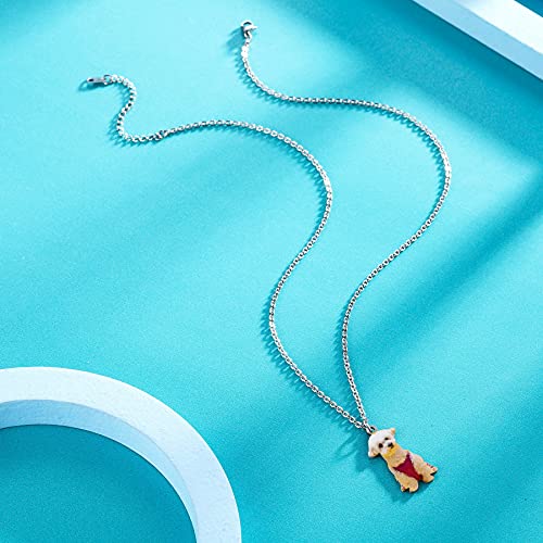 MeMeDIY Collar con Colgante de Imagen de Mascota Personalizado, Acero Inoxidable, Gato, Perro, Animales, Color/Negro Y Blanco, Regalos Fotográficos para Mujeres/Hombres/Amantes de Las Mascotas