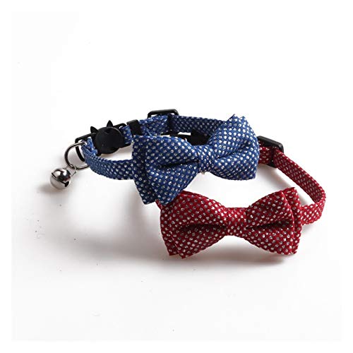 MENGzhuHSA Multa Lentejuelas Bowknot Gato Collares Punto patrón pequeño Perro Arco Corbata Ajustable Cachorro Gatito Accesorio Mascota Gatos Doggy Collar para Cachorros y Gatos,