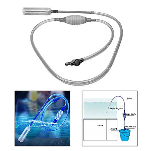 MERIGLARE Kit de Cambiador de Agua para Acuario, Accesorios, Bomba de sifón de absorción Fuerte, vacío con Boquilla Larga, Filtro de Lavadora de Arena Duradero - Gris