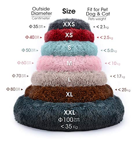 miaosss Cama súper Suave para Perros y Gatos, cojín Redondo de Felpa para una Mejor cabaña para Perros y Gatos Cama de Cueva Igloo Premium Calming Cave Bed Varios tamañosLight grey-90cm(35.4 in)
