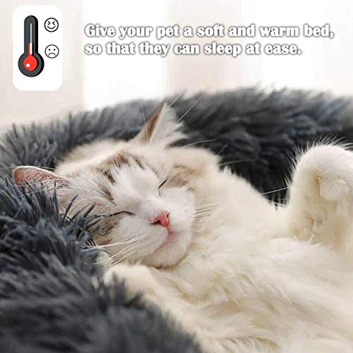 miaosss Cama súper Suave para Perros y Gatos, cojín Redondo de Felpa para una Mejor cabaña para Perros y Gatos Cama de Cueva Igloo Premium Calming Cave Bed Varios tamañosLight grey-90cm(35.4 in)