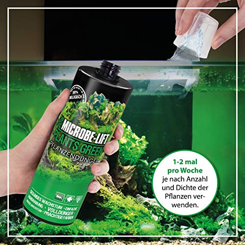 MICROBE-LIFT Plants Green – Fertilizante para Plantas, abono Completo semanal con Todos los oligoelementos y vitaminas Importantes, para Plantas de Acuario magníficas y sanas,