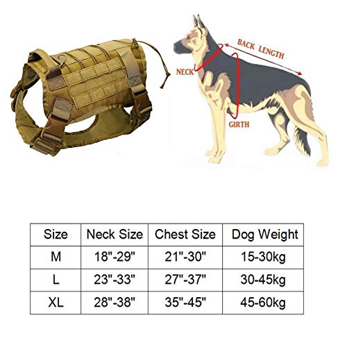 MILECN Táctica del arnés del Perro, Perro de Trabajo Chaleco de Entrenamiento de Tiro Delantero n Correa Clip Anillo D, 1000D Pesada Perro Deber Molle Chaleco arnés para Perros medianos Grandes,A,XL