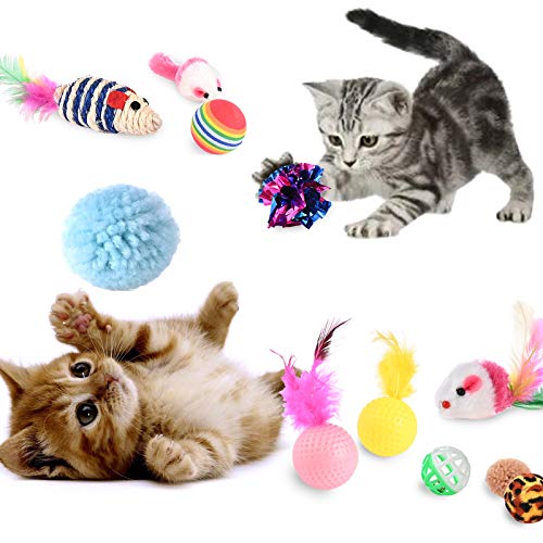 Nabance 36 Piezas Juguetes para Gatos, Juguete Interactivo con Plumas para Gatito, Set di Juguetes para Gatita Interactivo Ratones, Juguetes para Gatos con Plumas Túnel, Gatos Interactivo Varita