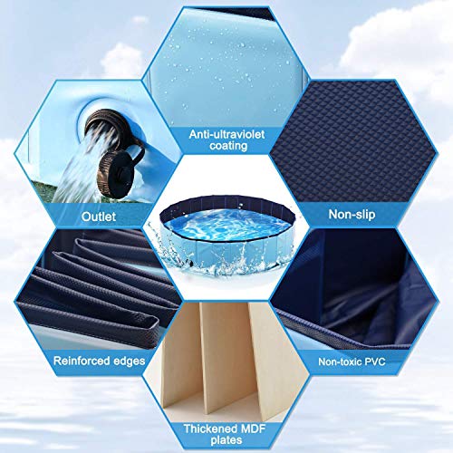 N/Brand Piscina para Perros, Piscina portátil para Perros, bañera Plegable de plástico Duro para Mascotas para Perros y Gatos Grandes o medianos (120 * 30cm)
