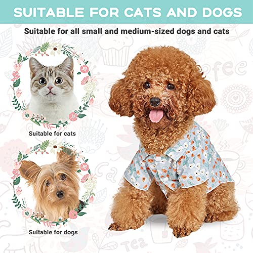 NIBESSER Ropa para perros, camiseta con estampado de flores, camisetas de manga corta, para perros, cachorros, suéter sin mangas, para primavera y verano (azul (manga corta), L)