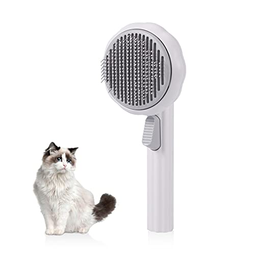 OmeHoin Cepillo para gatos para perros para aseo y removedor de pelo, cepillo para aseo de mascotas, elimina el pelo suelto y enredos, cepillo para peinar para mascotas con pelo largo o corto