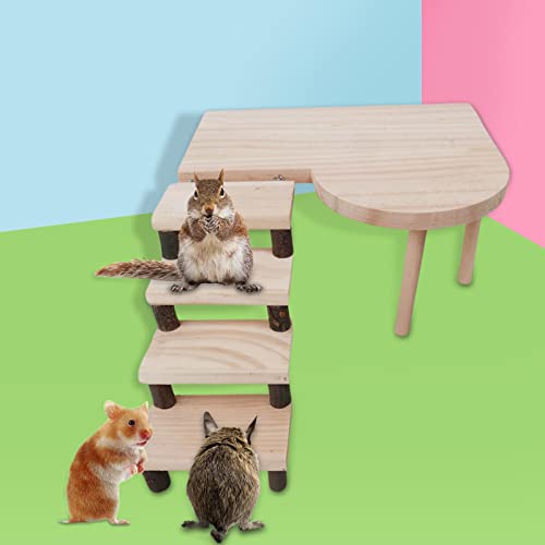 P Prettyia Jaula de Escalera de Escalada de Plataforma de hámster de Madera para Animales pequeños Chinchilla Budgie Guinea Pig