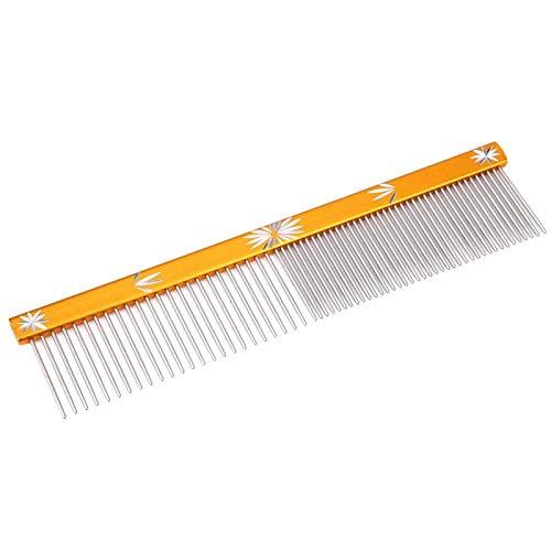 Peine para Mascotas, Herramienta de Peluquería Ligera para Mascotas Peine Antiestático para Mascotas para el Cuidado del Cabello de Mascotas para Perros Grandes, Medianos Y Pequeños(oro)