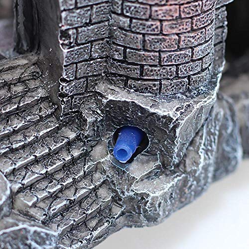 Phonleya Adorno de Acuario - Castillo de Piedra Resina Ocultar casa Decoración Accesorios Pequeños camarones Tortuga Accesorios para peceras 7.47x3.14x5.5 Pulgadas (LxWxH)
