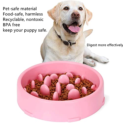 PLCatis Comedero Lento para Perros 20 x 5 cm Comedero de Perros para Ralentizar la Comida Seguro y Antideslizante Cuenco para Perros Ansiosos Alimentación Saludable - Plástico Rosa