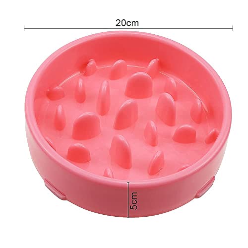 PLCatis Comedero Lento para Perros 20 x 5 cm Comedero de Perros para Ralentizar la Comida Seguro y Antideslizante Cuenco para Perros Ansiosos Alimentación Saludable - Plástico Rosa