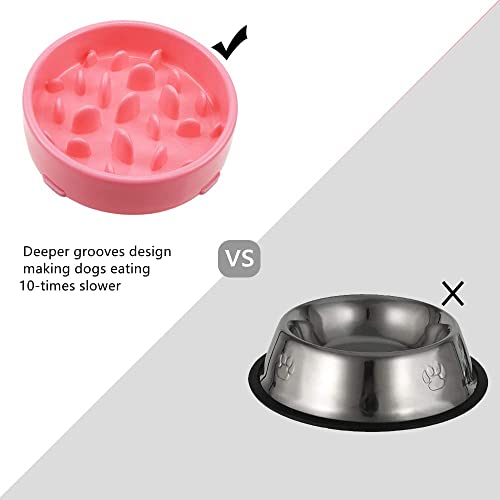 PLCatis Comedero Lento para Perros 20 x 5 cm Comedero de Perros para Ralentizar la Comida Seguro y Antideslizante Cuenco para Perros Ansiosos Alimentación Saludable - Plástico Rosa