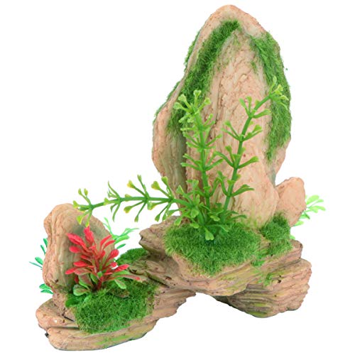 POPETPOP Decoraciones de Pecera Piedra de Musgo Decoración de Acuario Adornos Accesorios Cueros de Pescado Adorno de Piedra Decoración de Rocalla