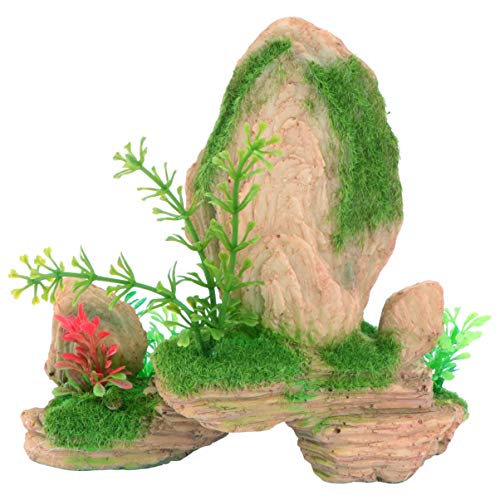POPETPOP Decoraciones de Pecera Piedra de Musgo Decoración de Acuario Adornos Accesorios Cueros de Pescado Adorno de Piedra Decoración de Rocalla